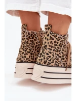 Dámské trampky se stuhou a zipem na platformě Mavara - panterka Dámské trampky se stuhou a zipem na platformě Mavara - panterka