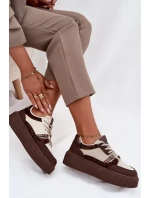 Dámské tenisky na platformě Big Star – hnědo-béžové Dámské tenisky na platformě Big Star – hnědo-béžové