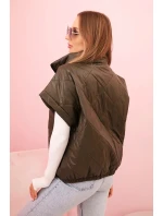 Dámská prošívaná vesta 5684 Khaki tmavě zelená - K-Fashion