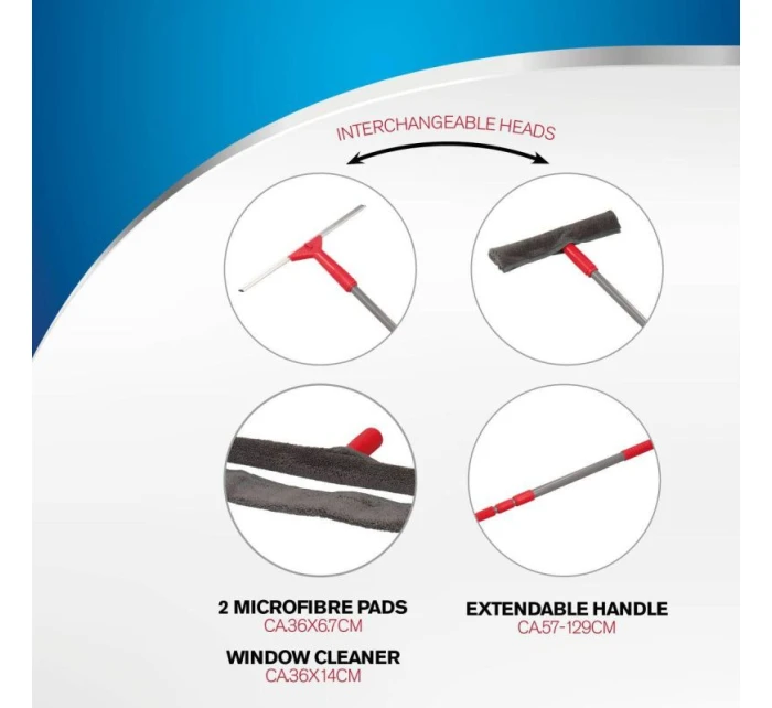 DIRT DEVIL Čistič oken a zrcadel 5 v 1 s teleskopickou rukojetí