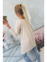 Oversize halenka s potiskem duhových rtů béžová