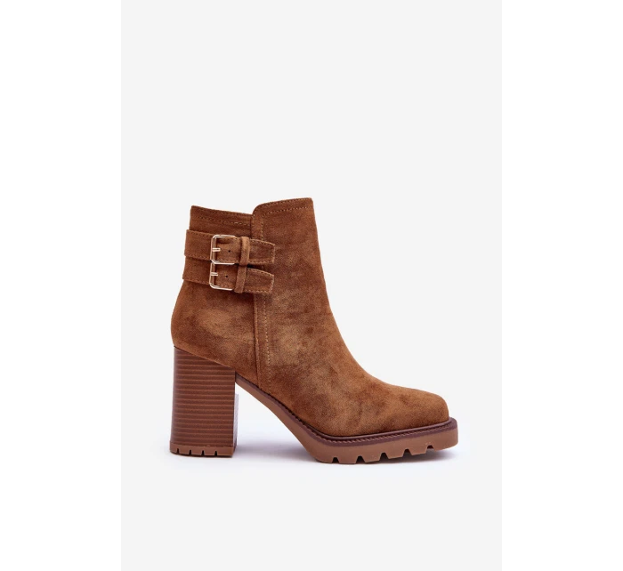 Zamszové Botky Na Podpatku Hnědé model 21632198 - Boto Zamszové Botky Na Podpatku Hnědé model 21632198 - Boto