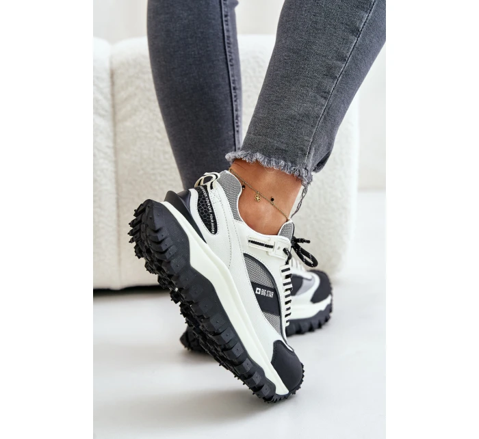 Kožené Dámské Sneakersy Na Platformě Big Star OO274A220 HI-POLY SYSTEM Bílá-Černá Kožené Dámské Sneakersy Na Platformě Big Star OO274A220 HI-POLY SYSTEM Bílá-Černá