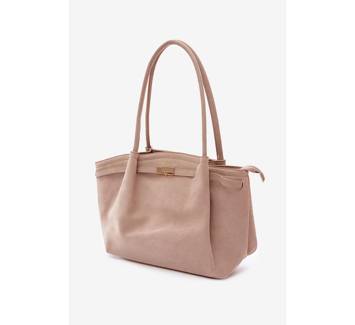 Taška typu Shopper z Eko semiše Béžová Elleea