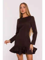 model 21296135 Šaty s volánkovým lemem hnědé - Moe