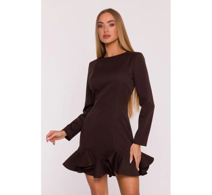 model 21296135 Šaty s volánkovým lemem hnědé - Moe