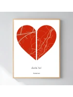 Personalizovaný magický fotoobraz v rámu - 40x50 - dvě mapy jako srdce