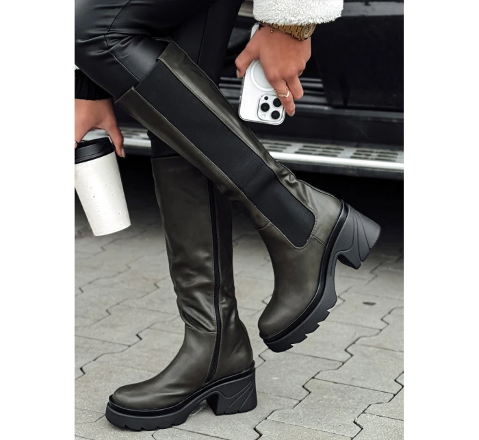 FERRINI dámské dlouhé zelené boty FashionStreet ZY0534