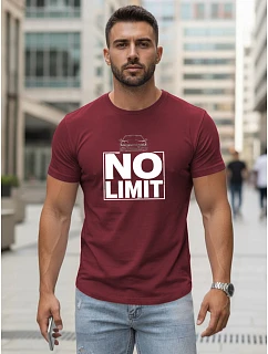 Pánské bavlněné tričko s potiskem No limit maroon FashionStreet NX0129R