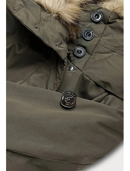PIKOWANA ZIMOWA KURTKA DAMSKA Z FUTERKIEM KHAKI model 21242950 - LHD