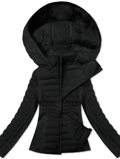 Černá dámská bunda z různých spojených materiálů J Style (16M9225-392)