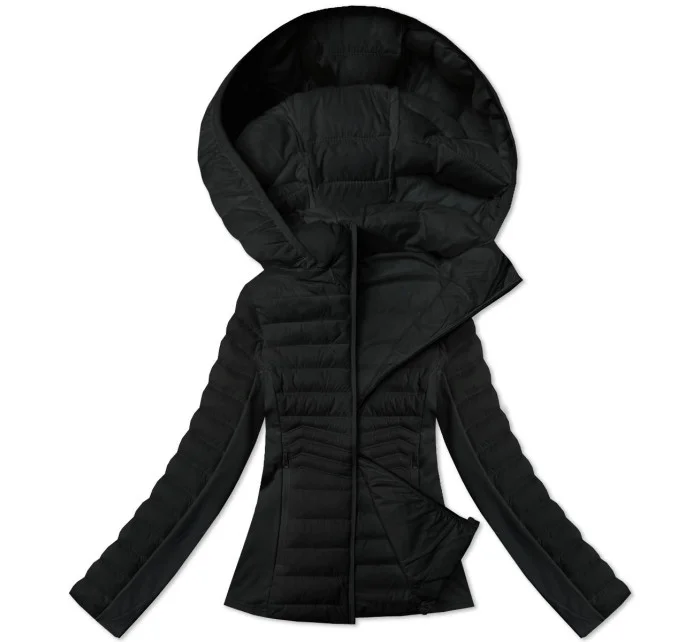 Černá dámská bunda z různých spojených materiálů model 21095895 - J.STYLE Černá dámská bunda z různých spojených materiálů model 21095895 - J.STYLE