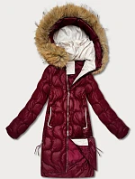 Dámská bunda s ozdobným prošíváním J Style vínová (5M3351-1)