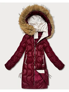 Dámská bunda ve vínové bordó barvě s ozdobným prošíváním model 21757937 - J.STYLE