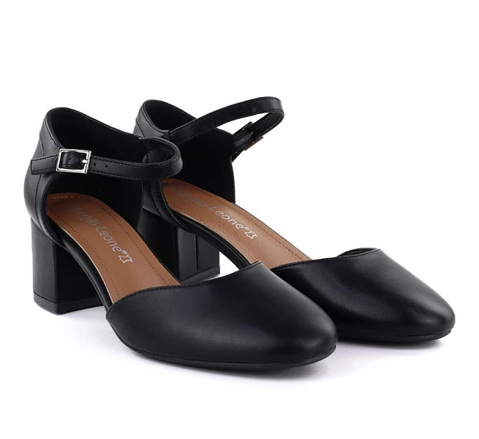 Dámské černé sandály na jehlovém podpatku Sergio Leone SK844 Dámské černé sandály na jehlovém podpatku Sergio Leone SK844