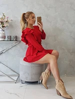 Šaty se svislými volány červené