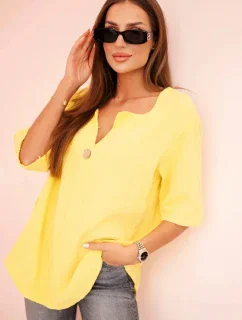 Dámská mušelínová košile s knoflíkem žlutý
