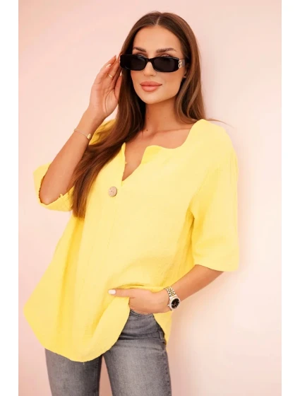 Dámská mušelínová košile s knoflíkem žlutý
