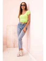 Dámská klasická bavlněná blůza s krátkým rukávem modrá