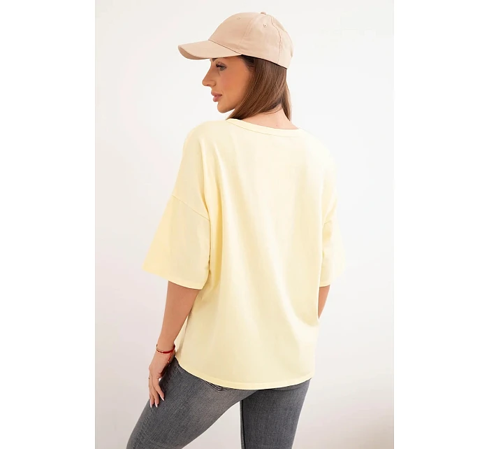 Dámská bavlněná oversize halenka s květinovým potiskem žlutá