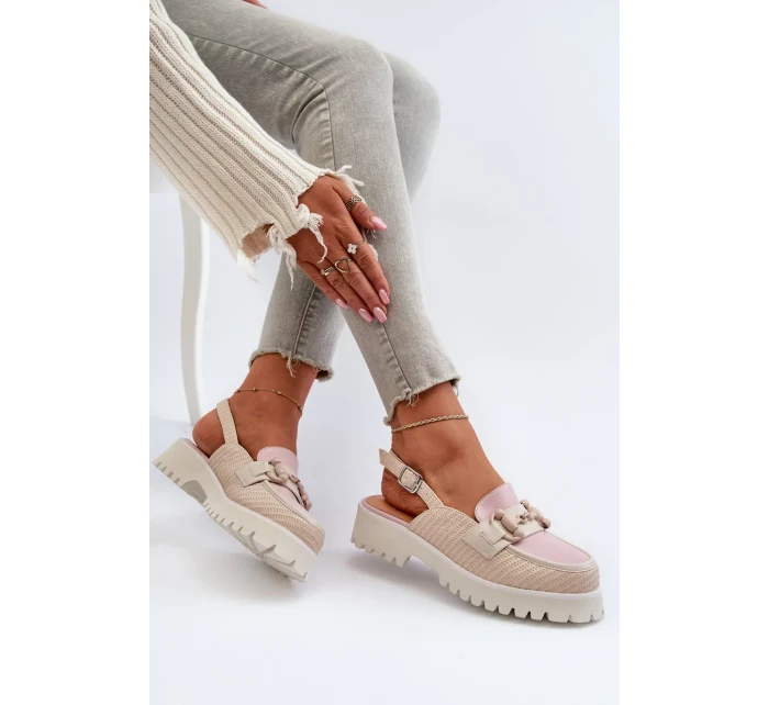 Dámské sandály na plochém podpatku s ozdobou Béžová D&A Dámské sandály na plochém podpatku s ozdobou Béžová D&A