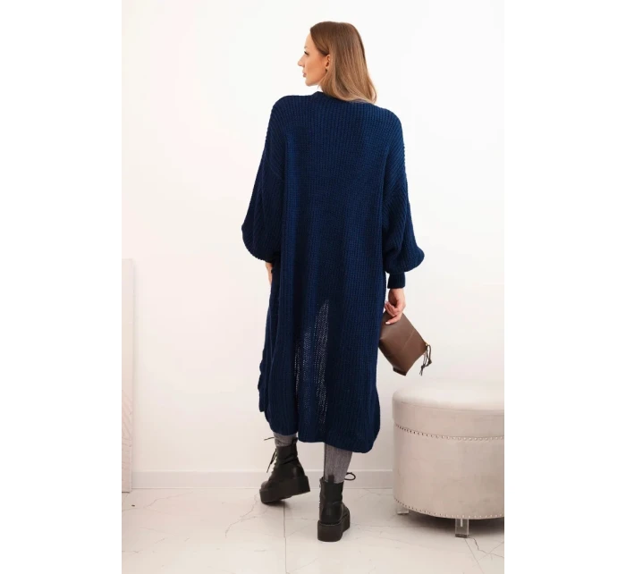 Dlouhý kardigan model 21722982 svetr tmavě modrý - Kesi Dlouhý kardigan model 21722982 svetr tmavě modrý - Kesi