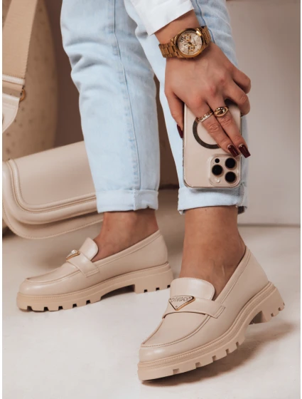 Dámské mokasíny s podrážkou beige Dstreet model 21984168 - FashionStreet