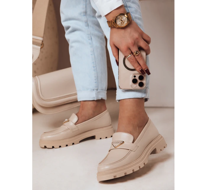 Dámské mokasíny s podrážkou beige Dstreet model 21984168 - FashionStreet
