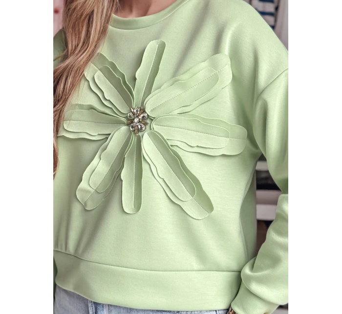 Dámská oversize mikina s květinami PETITKA mint FashionStreet BY1389