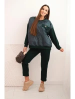 Dámský souprava z viskózy s prošívanou mikinou a kalhotami tmavě zelený