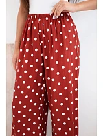 Dámské široké kalhoty s puntíky s gumou v pase na léto model 22205747 - K-Fashion Dámské široké kalhoty s puntíky s gumou v pase na léto model 22205747 - K-Fashion