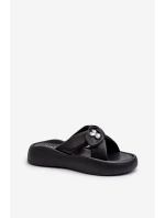 Dámské kožené sandály na platformě černé model 21658568 - Goe