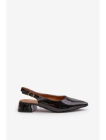 Lakované baleríny na nízkém podpatku s  černé model 21670203 - Boto