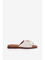 Pantofle Na Plochém Podpatku S Mašlí Bílé model 21684354 - Boto Pantofle Na Plochém Podpatku S Mašlí Bílé model 21684354 - Boto