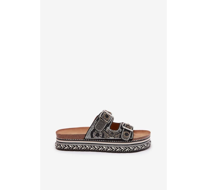 Sandály se zdobením a na platformě černé model 21688319 - Boto