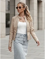 Dámská přechodná kožená bunda TY4744 béžová - FashionStreet Dámská přechodná kožená bunda TY4744 béžová - FashionStreet