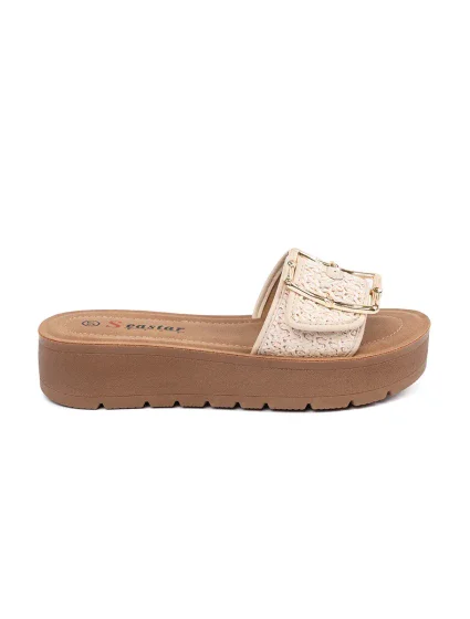 Pohodlné  nazouváky dámské Jasnobeżowy platforma