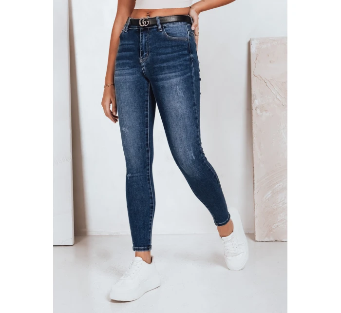Dámské skinny džíny s vysokým pasem tmavě modré FashionStreet UY2823 Dámské skinny džíny s vysokým pasem tmavě modré FashionStreet UY2823