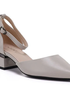 Dámské lodičky na klínku s páskem béžové barvy model 22117661 - VINCEZA