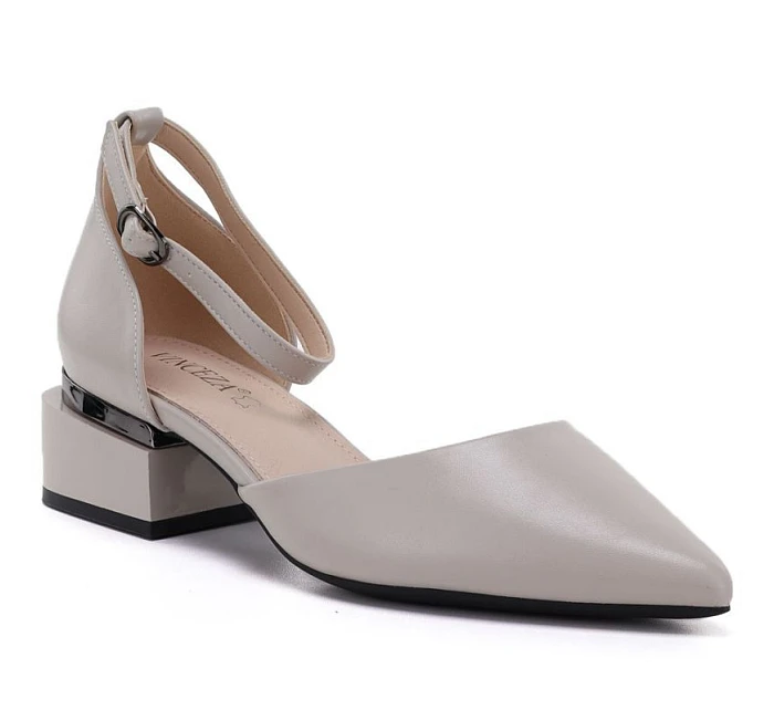 Dámské lodičky na klínku s páskem béžové barvy model 22117661 - VINCEZA