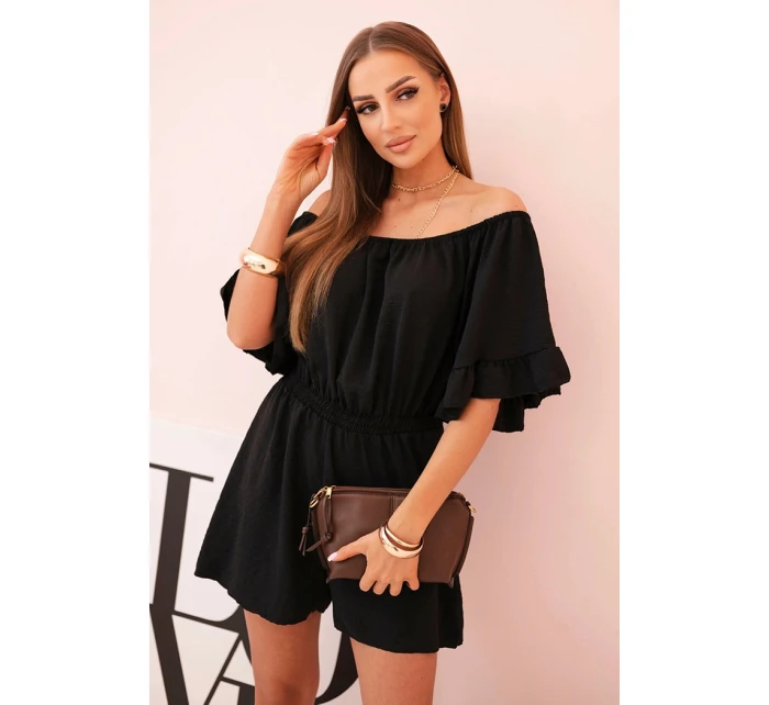 Dámský bavlněný overal bez rukávů s vázáním v pase ecru