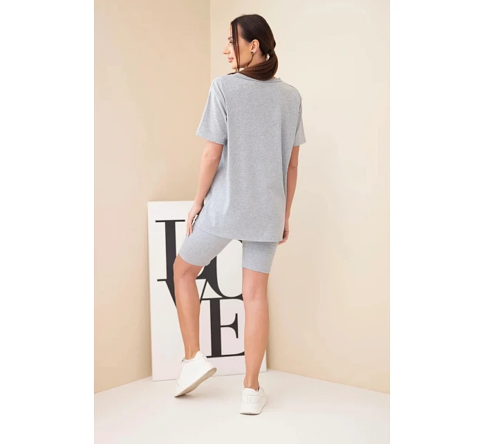 Dámský bavlněný komplet s krátkým rukávem a šortkami žlutý