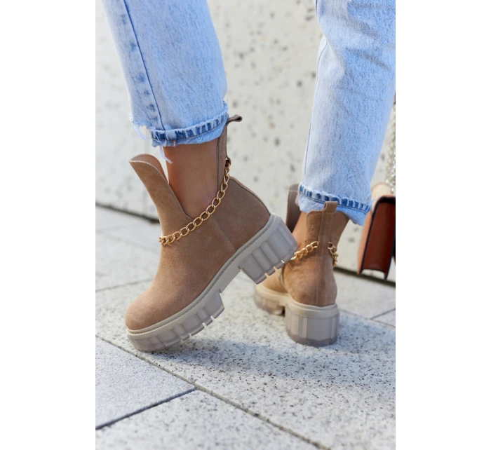 Módní semišové kozačky s střihem Camel model 21578644 Me - Boto Módní semišové kozačky s střihem Camel model 21578644 Me - Boto