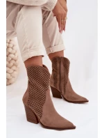 Dámské otevřené kotníkové boty na podpatku Béžové Rivorina