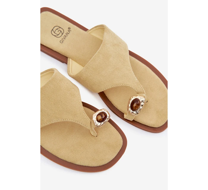 Dámské ploché žabky s ozdobným detailem Žluté Fedira