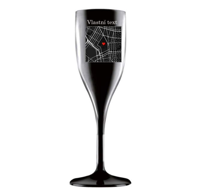 Personalizovaná nerozbitná prosecco sklenice s mapou