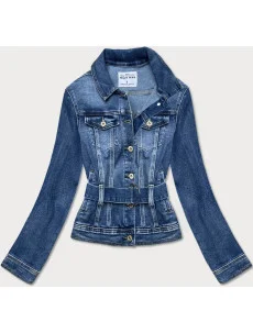 Světle modrá krátká džínová bunda s páskem (CK1914)