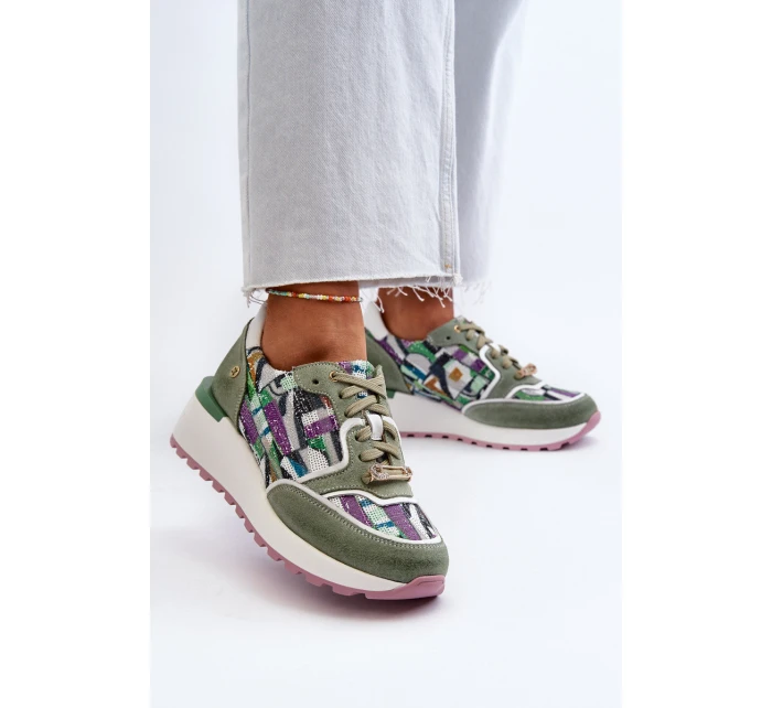 Dámské kožené tenisky na platformě Maciejka 06390-09 seledýnové