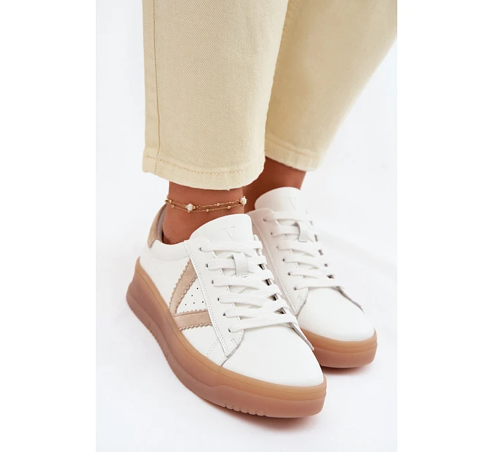 Dámské tenisky z pravé kůže na platformě Vinceza 79597 Bílé Dámské tenisky z pravé kůže na platformě Vinceza 79597 Bílé