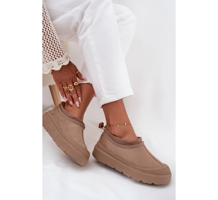 Dámské sněhule na platformě s nízkým svrškem Izamine – tmavě béžové Dámské sněhule na platformě s nízkým svrškem Izamine – tmavě béžové